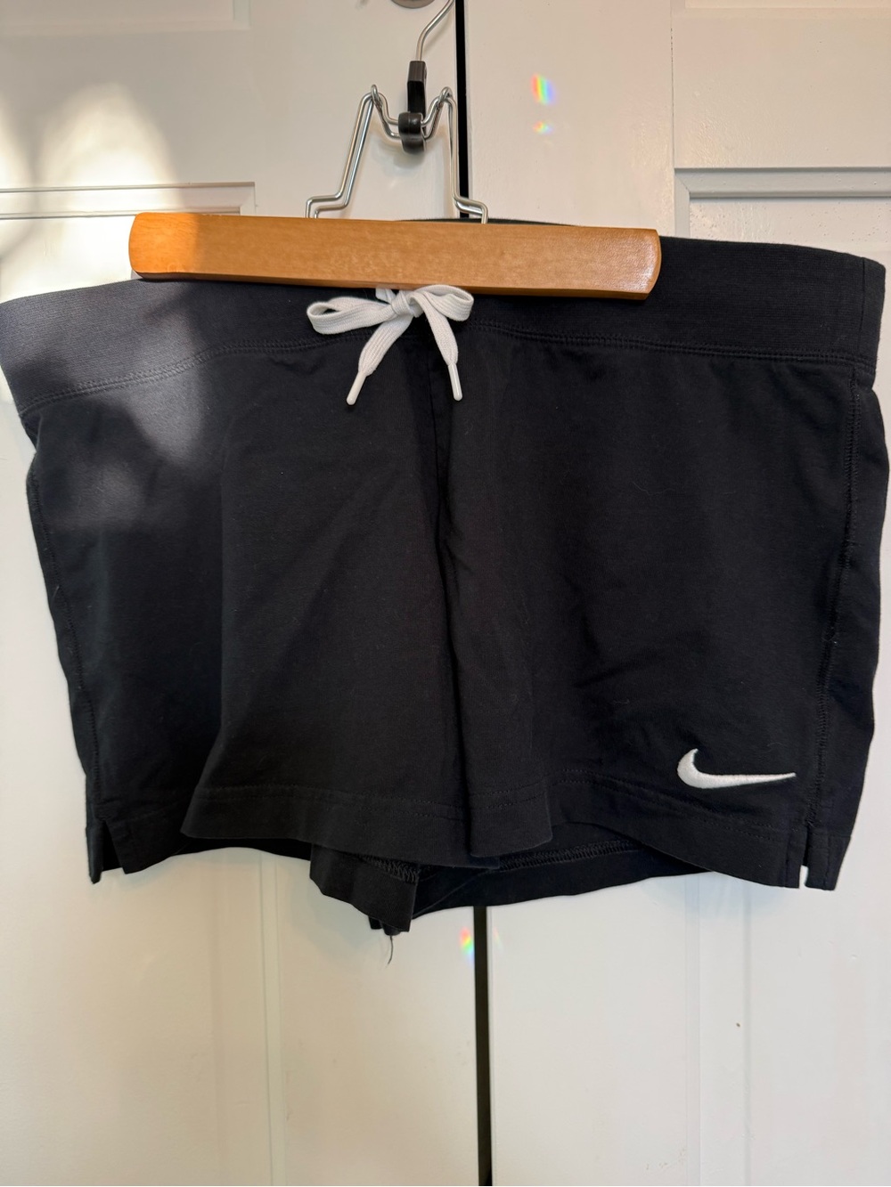 Nike Black Women's Athletic Shorts with White Drawstring